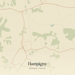 Obraz premium Vintage map of Hampigny, France.