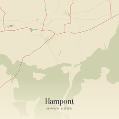 Obraz premium Vintage map of Hampont, France.