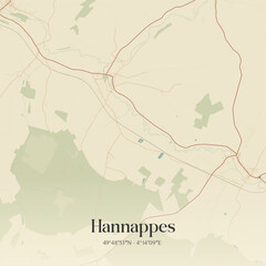 Obraz premium Vintage map of Hannappes, France.