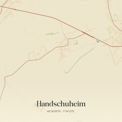 Vintage map of Handschuheim, France.
