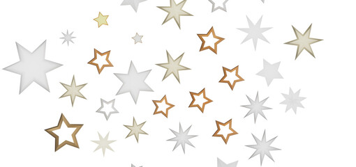Abstract design featuring numerous stars of different sizes and colors on a black background.