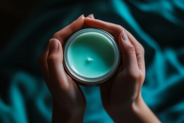 Teal Beauty Cream in Hands - Luxurious Skincare