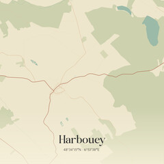 Obraz premium Vintage map of Harbouey, France.