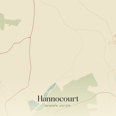 Obraz premium Vintage map of Hannocourt, France.
