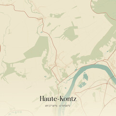 Obraz premium Vintage map of Haute-Kontz, France.