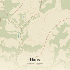 Obraz premium Vintage map of Haux, France.