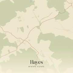 Obraz premium Vintage map of Hayes, France.