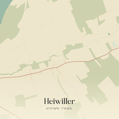 Obraz premium Vintage map of Heiwiller, France.