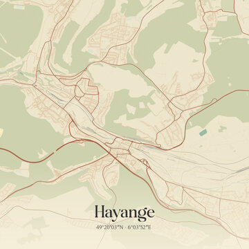 Vintage map of Hayange, France.