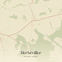 Obraz premium Vintage map of Herbéviller, France.