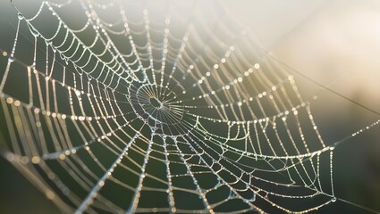Wonders of nature, web mesh in the light of the sun's rays