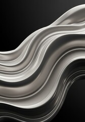 A smooth, liquid metallic surface in silver and black, rippling dynamically.