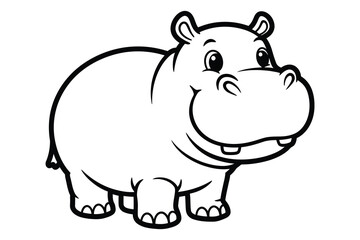 Cute Hippopotamus silhouette vector illustration.