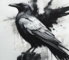 Fototapeta premium raven on a branch