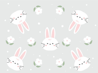 cute bunny pattern with flowers