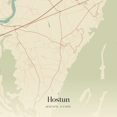 Vintage map of Hostun, France.