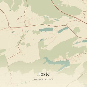 Vintage map of Hoste, France.