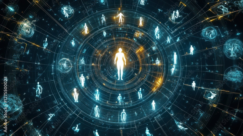 Aufkleber human connection and digital interaction in a networked universe