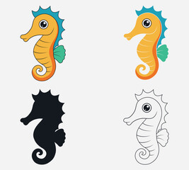 Seahorse vector art Illustration Isolated on white background