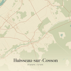 Fototapeta premium Vintage map of Huisseau-sur-Cosson, France.