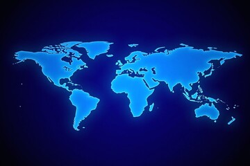 Naklejka premium World map blue background lines network continents