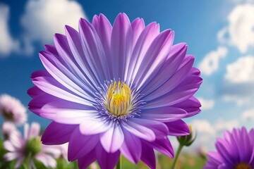 Obraz premium large purple flower in full bloom. The flower is centrally positioned, with its delicate petals radiating outward,