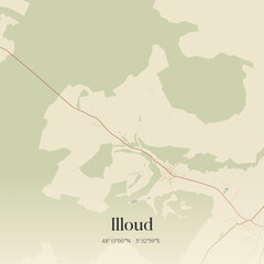 Obraz premium Vintage map of Illoud, France.