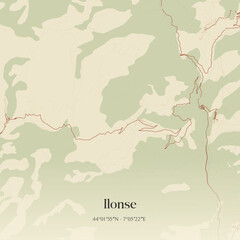 Obraz premium Vintage map of Ilonse, France.