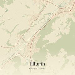 Obraz premium Vintage map of Illfurth, France.