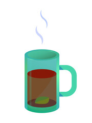 Editable cup of tea with mint leaf vector illustration