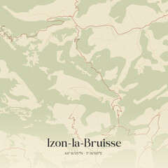 Fototapeta premium Vintage map of Izon-la-Bruisse, France.
