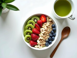 Smoothie bowl with mixed fruits and granola