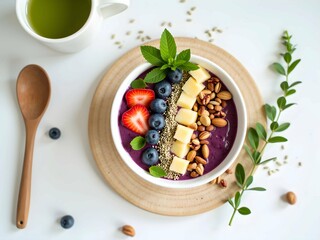 Smoothie bowl with mixed fruits and granola