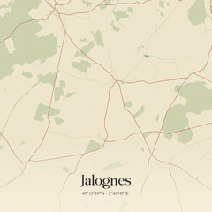 Obraz premium Vintage map of Jalognes, France.