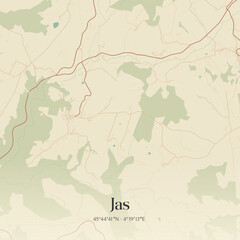 Obraz premium Vintage map of Jas, France.