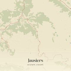Obraz premium Vintage map of Jausiers, France.