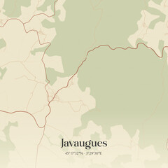 Obraz premium Vintage map of Javaugues, France.