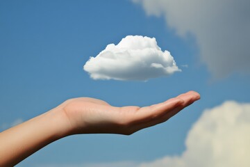 Cloud computing shown in hand cloud technology data storage, data transfer, network and internet service concept, internet storage network technology