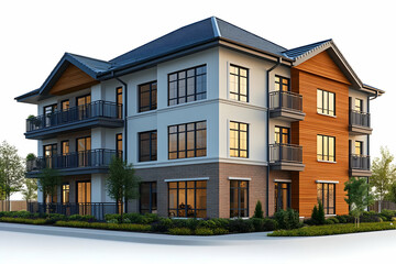 Fototapeta premium Modern Apartment Building 3D Illustration