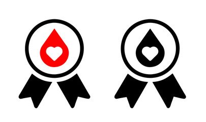Donor badge symbolizing appreciation with heart and blood drop, red and black designs