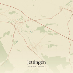 Fototapeta premium Vintage map of Jettingen, France.