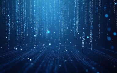 Abstract blue binary code background showcasing digital data and technology concepts
