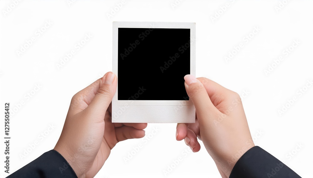 Aufkleber Vintage Polaroid Mockup Timeless Instant Photo Frame Floating Against a Transition Backdrop, Capturing the Essence of Nostalgia and Authenticity.