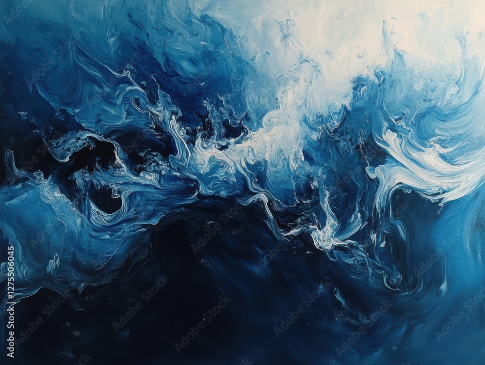 Poster abstract blue and white swirling texture with flowing patterns for creative projects and backgrounds