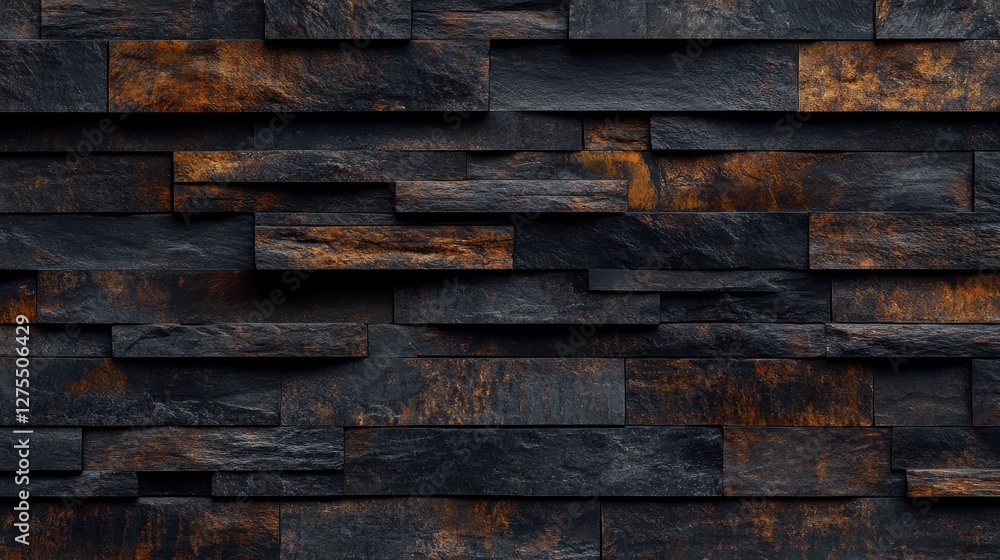Poster dark textured wall with rustic slate stone for background design