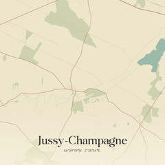 Vintage map of Jussy-Champagne, France.