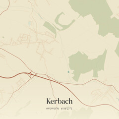 Obraz premium Vintage map of Kerbach, France.