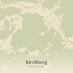 Obraz premium Vintage map of Kirchberg, France.