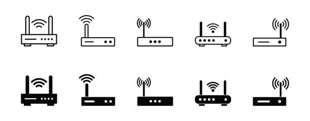 Set of router icon symbol vector on white background