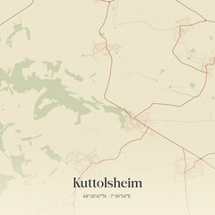 Obraz premium Vintage map of Kuttolsheim, France.